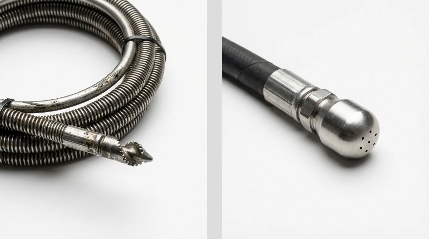 Drain snake cable and hydro jetting nozzle used for drain cleaning in Krotz Springs, LA
