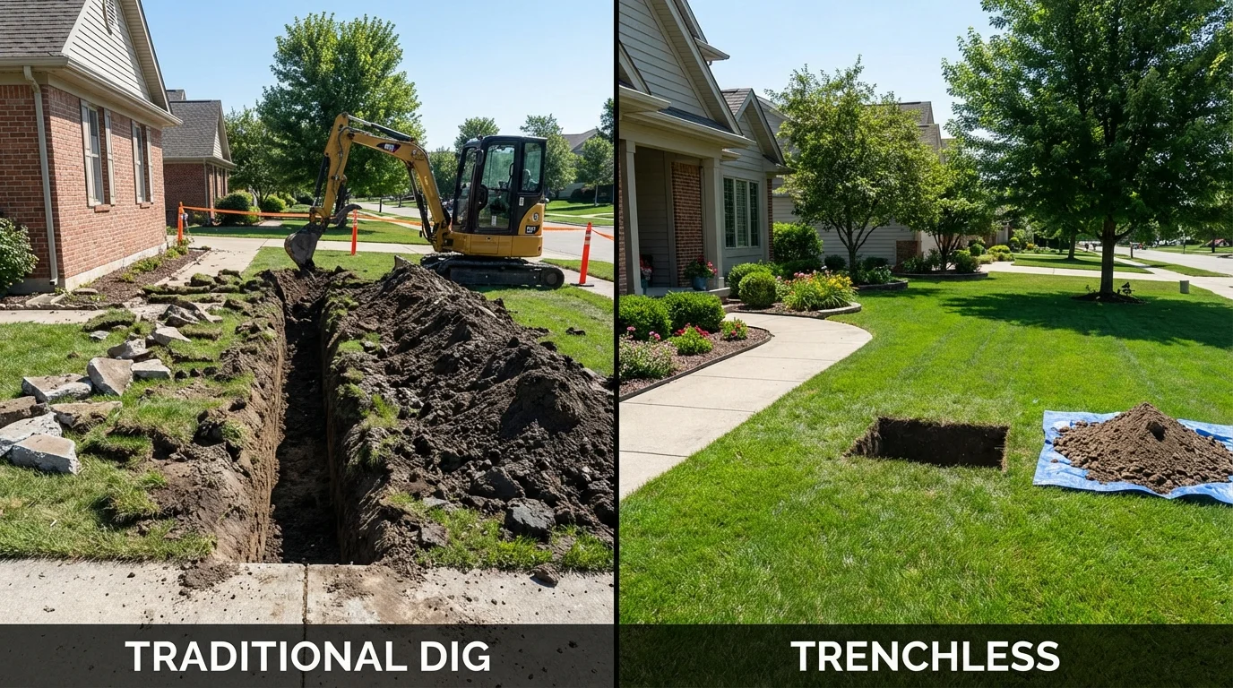Trenchless sewer repair with minimal yard damage versus traditional excavation in Krotz Springs, LA